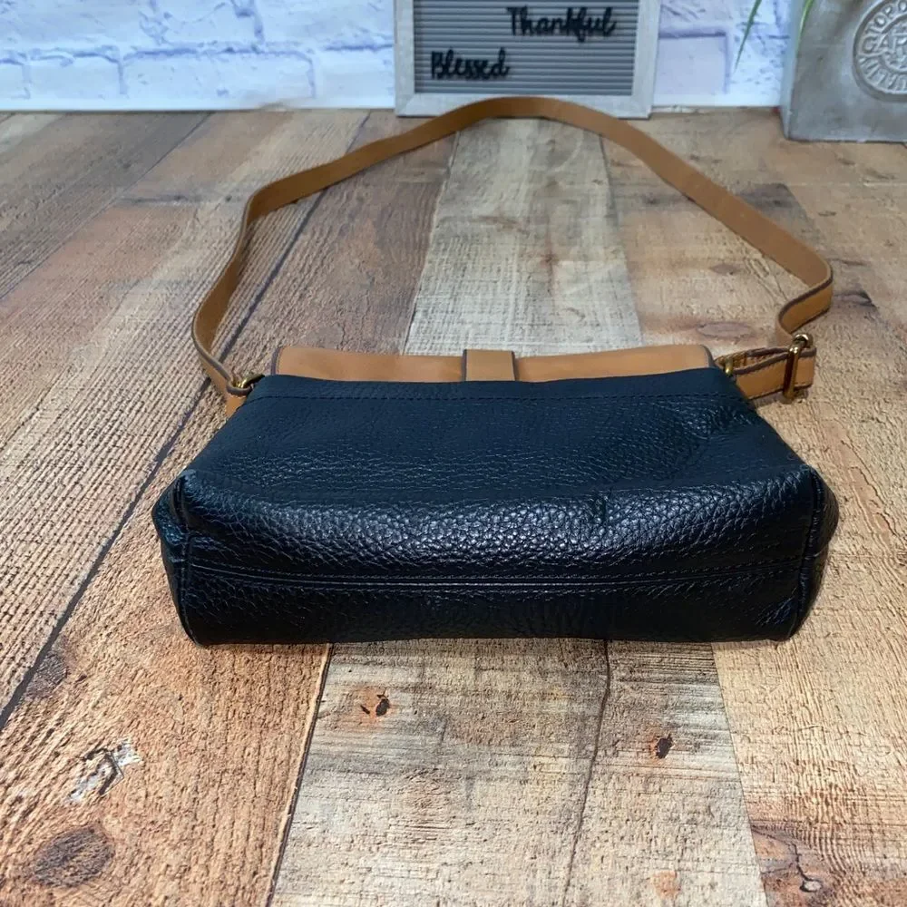 FOSSIL Leather Brown Black Abstract Crossbody Bag